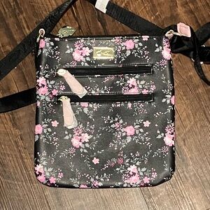 Betsey Johnson Luv Betsey Floral Crossbody Bag - Black with Pink Flowers